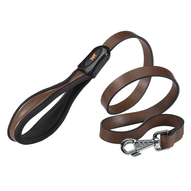 Ferplast Genuine Leather Dog Lead leather Leash with padded handle for dogs GIOTTO Length 120 cm Brown
