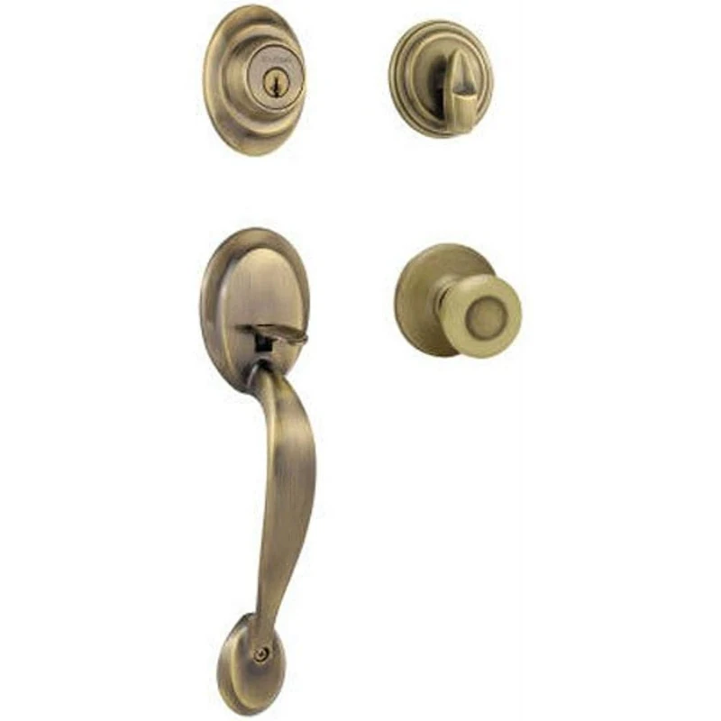 Kwikset 687DAXT 5 SMT CP 96870-087 Dakota Single Cylinder Handle Set with Tylo Knob Featuring Smart Key, Antique Brass