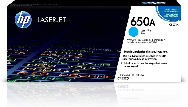 HP CE271A 650A Original LaserJet Toner Cartridge, Cyan, Single Pack