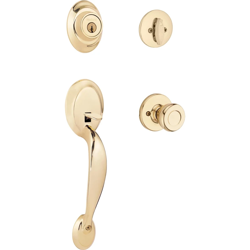 Kwikset 96870-091 Dakota Single Cylinder Handleset w/Tylo Knob Featuring SmartKey in Polished Brass