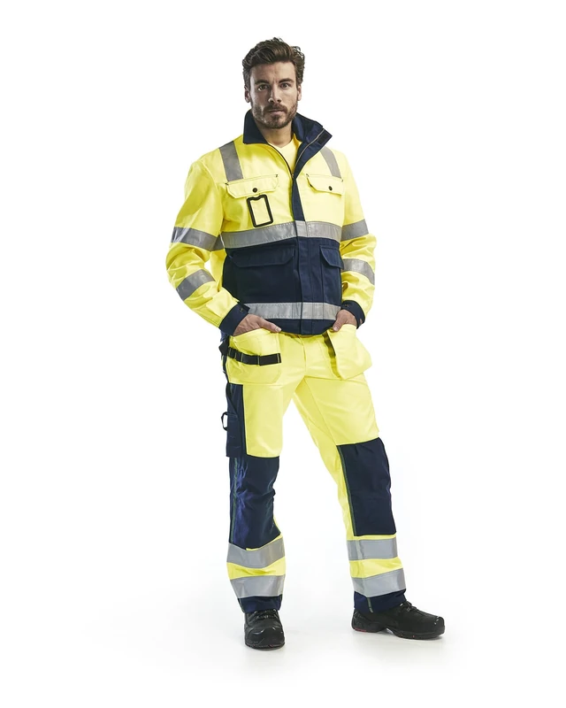 Blakläder 153318603389C46 Size C46 Cl.2 "High Vis" Trousers - Yellow/Navy Blue