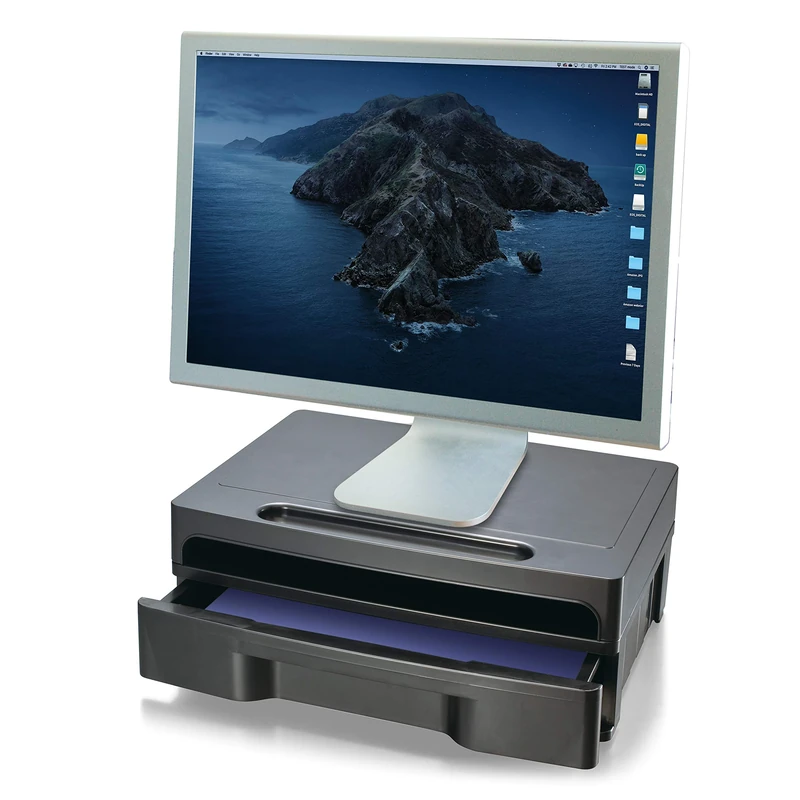 Officemate 2200 Series Executive Monitor Stand with Drawer, Black (22502) - Image 1