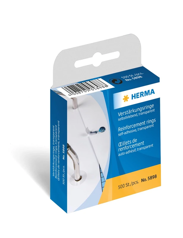 Herma Self-Adhesive Hole Reinforcers Transparent, 120,000 Pack, 12mm, Tear-Resistant Reinforcement Rings on Roll in Dispenser, Permanent PP Film for Binders & Ring Binders - Image 1
