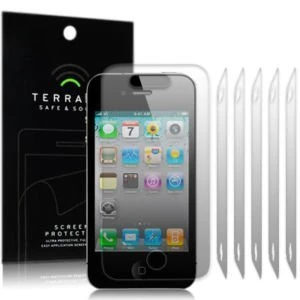 iPhone 4S / iPhone 4 Screen Protector 4G Screen Protectors Terrapin Safe and Sound Pack of 6 Great iPhone 4 Protection For Active Lifestlyes Keep Talking Mobile Phone Accessories