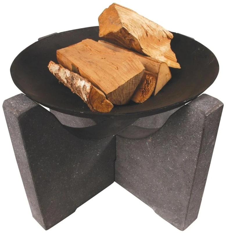 Esschert FF80 46 x 68 x 68cm Fire Bowl withFoot Cast-Iron/Granite - Black