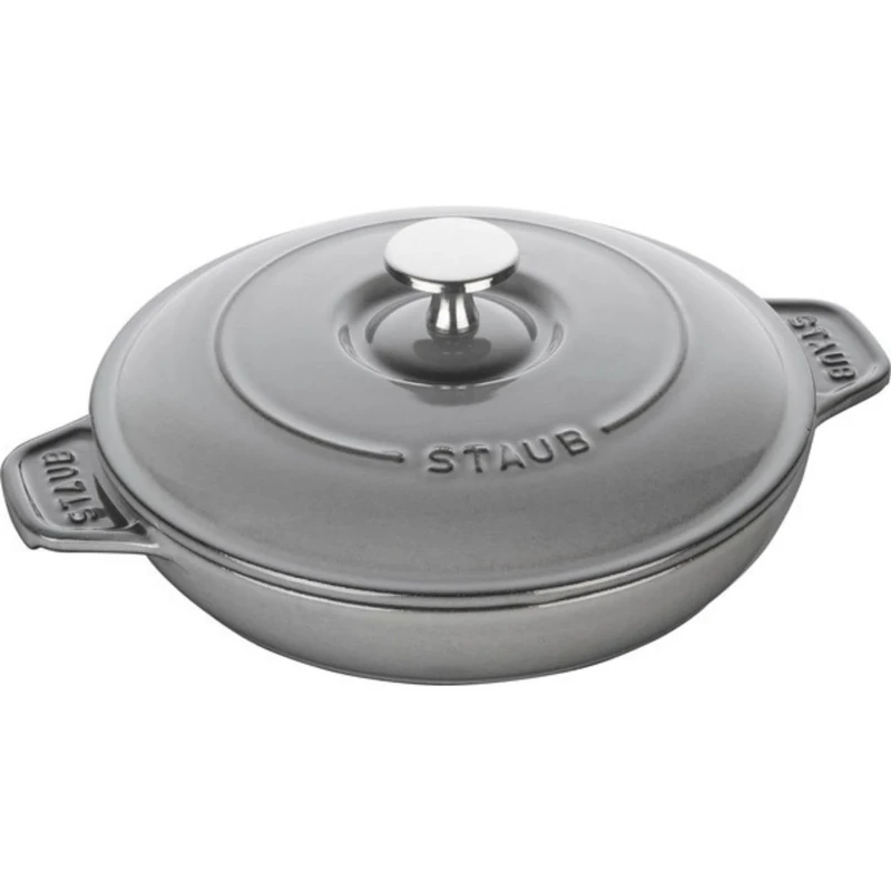 STAUB Round Cast Iron Oven Dish, 20 cm, Graphite Grey