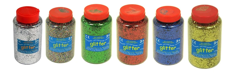 Glitter | Bumper Pack of 6 Colours | 400 Gram tubs | Shaker lid for Easy Pouring & Storage | Arts and Crafts | Glitter Art - Image 1