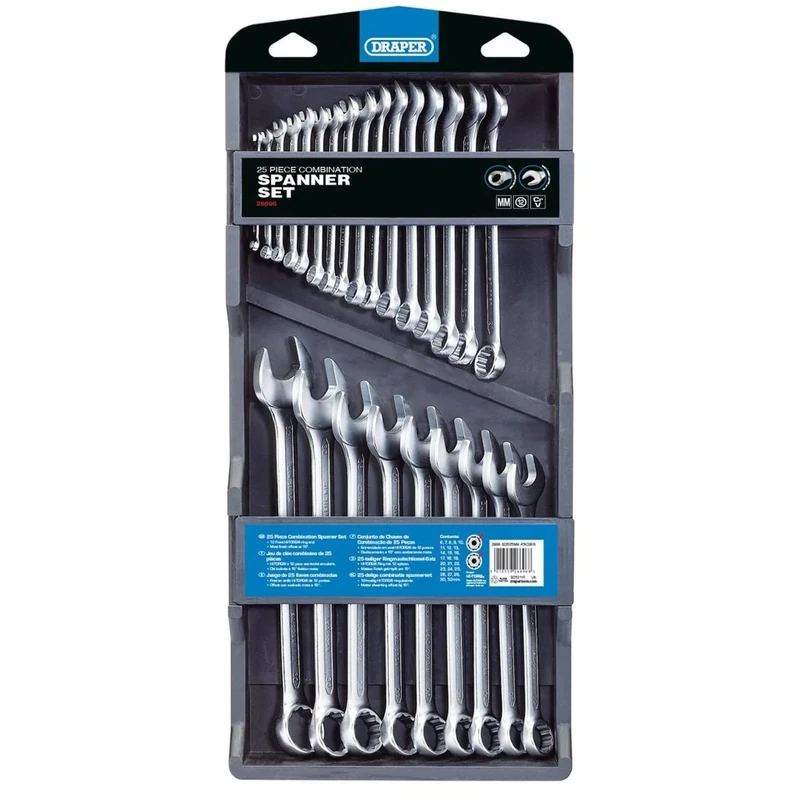 Draper 26696 Hi-Torq Metric Combination Spanner Set, 6mm-32mm, 25 Pieces , Blue