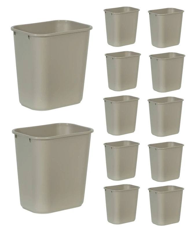 Rubbermaid Commercial Products 28QT/7 GAL Wastebasket Trash Container, for Home/Office/Under Desk, Beige (FG295600BEIG), Pack of 12