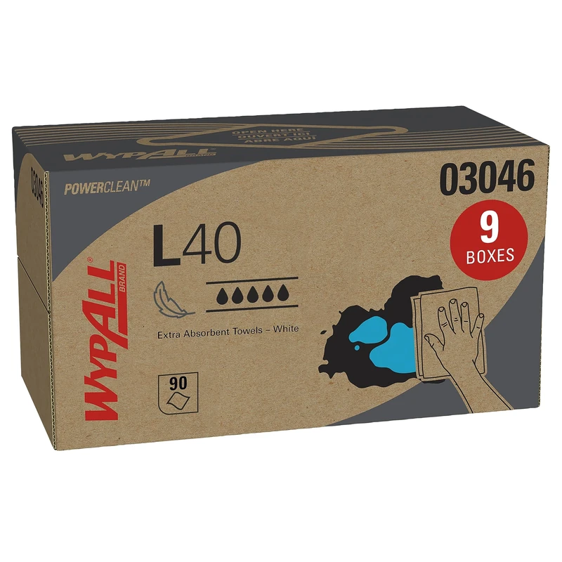 Kimberly-Clark Professional WYPALL L40 Wipers, 10.8 x 10, Pop-Up, White, 90 per Box (03046) - Image 1