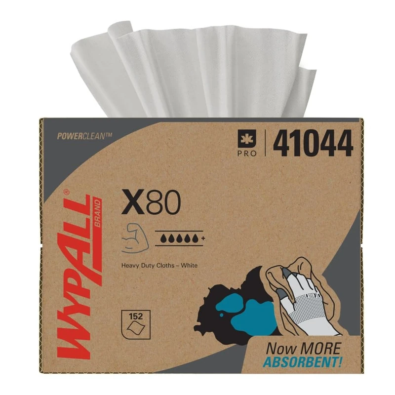 WypAll, 8379, X80 BRAG Box Cloths , 1 Ply, White, 1 Box x 160 Cloths