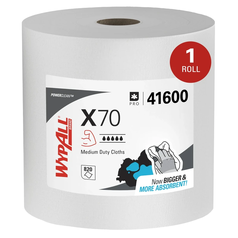 WypAll X70 Reusable Cleaning Cloths - Jumbo Roll - 1 Roll x 820 White Wipers (820 Total), Model Nr. 8348 - Image 1