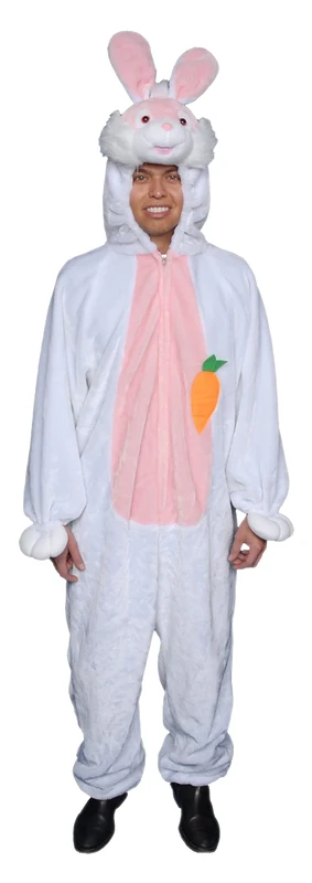 Dress Up America Adult Plush Easter Bunny Mascot Costume White - Adult One Size - Cosplay Costume For Role Play - Cosplay Costume
