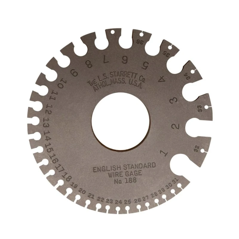 Starrett 188 English Standard Wire Gage, Hardened, Satin Finish, Numbers 1-36, 0.3-0.004" Diameter Range