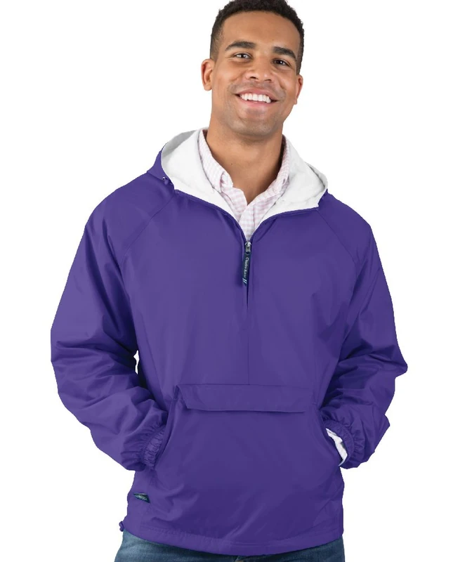 Charles River Apparel Unisex's Wind & Water-Resistant Pullover Rain Jacket (Reg/Ext Sizes) Windbreaker, Purple, XXL