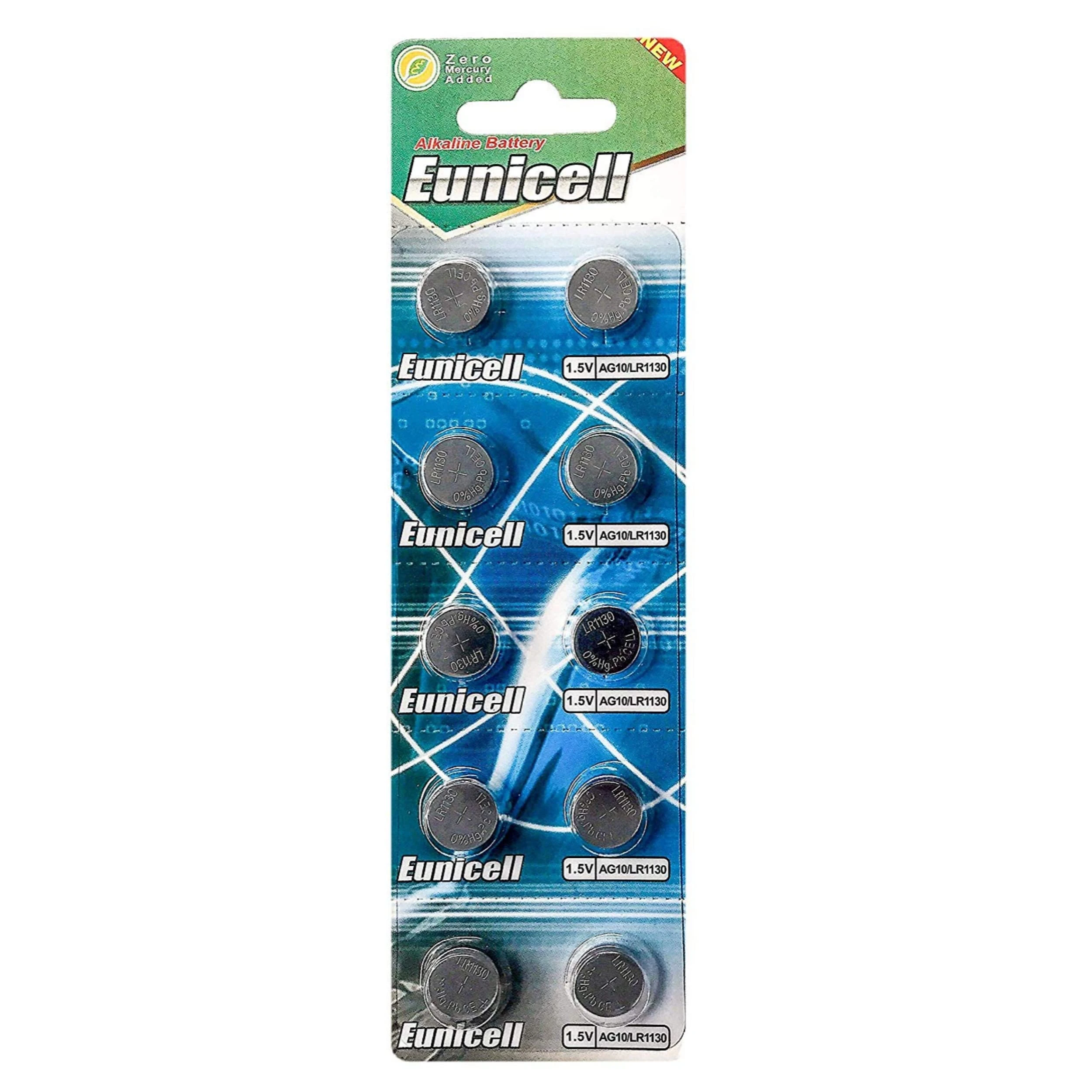 Pack of 10 AG10, AG 10, 389, LR1130 button cell batteries