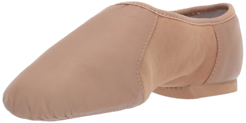 Bloch Dance Women's Neo-Flex Leather and Neoprene Slip On Split Sole Jazz Shoe, Tan, 2 UK