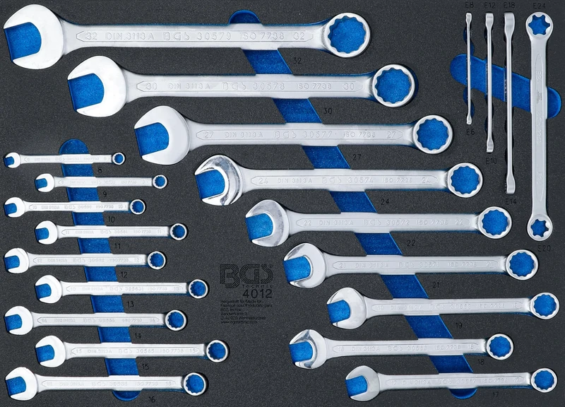 BGS 4012 | Tool Tray 3/3: Combination Spanners and E-Type Spanners Assortment | 22 pcs.