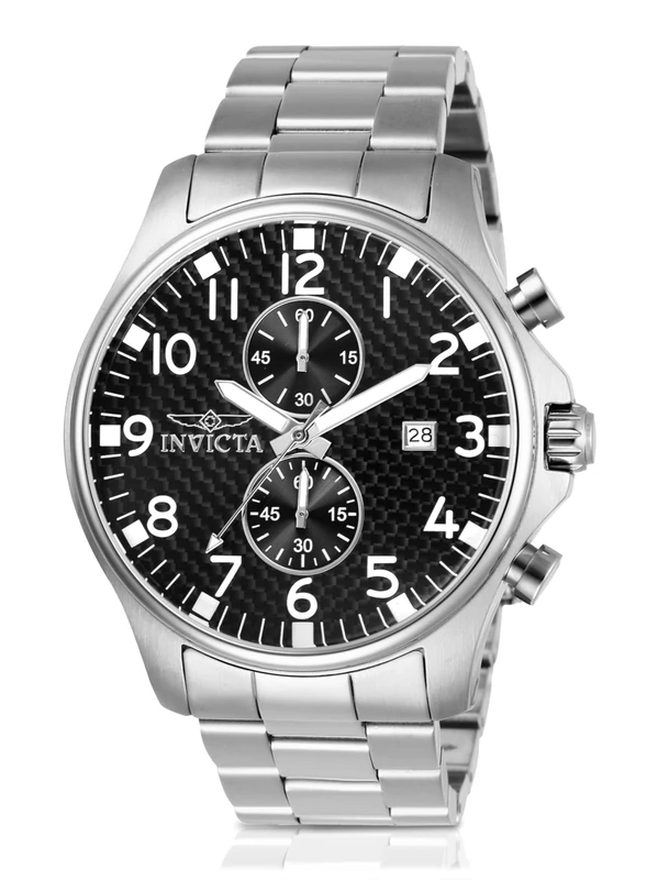 Invicta Specialty 0379 Men's Watch - Waterproof - Analogue - Quartz Movement - stainless steel with black dial - 48mm