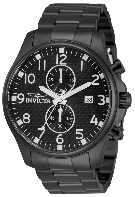 Invicta Specialty 0383 Men's Watch - Waterproof - Analogue - Quartz Movement - stainless steel with Black dial - 48mm