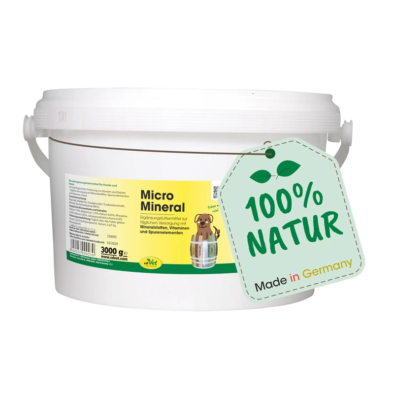 cdVet Naturprodukte MicroMineral Hund & Katze 3 kg - natural micronutrient supply - relief detoxification organs - mineral balance - metabolism - coat - vitamin protection -