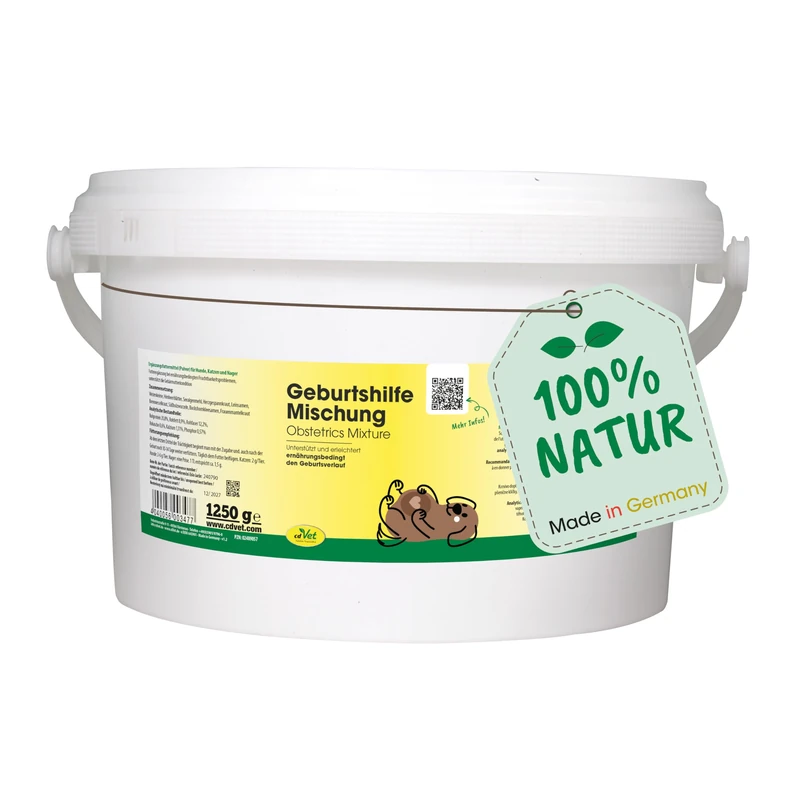 cdVet Naturprodukte Geburtshilfe-Mischung 1,25 kg - Dog, cat, rodents - Complementary feed - birth support + development of the embryo - regeneration of the uterus after birth -