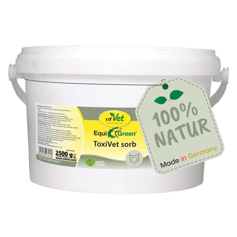 cdVet Naturprodukte EquiGreen ToxiVet sorb 2,5 kg - Horses - supports gut health - binds toxins in gut - B vitamins + trace elements + essential amino acids - protective barrier -