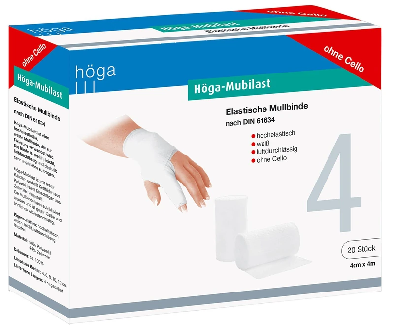 Hoga MUBILAST Elastic Gauze Bandage, 4 x 4 m - 20 Pack