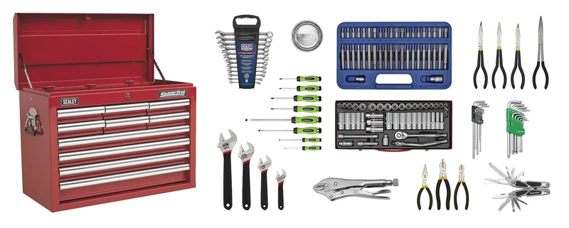 Sealey 10 Drawer Topchest with Ball-Bearing Slides & 139pc Tool Kit - AP33109COMBO