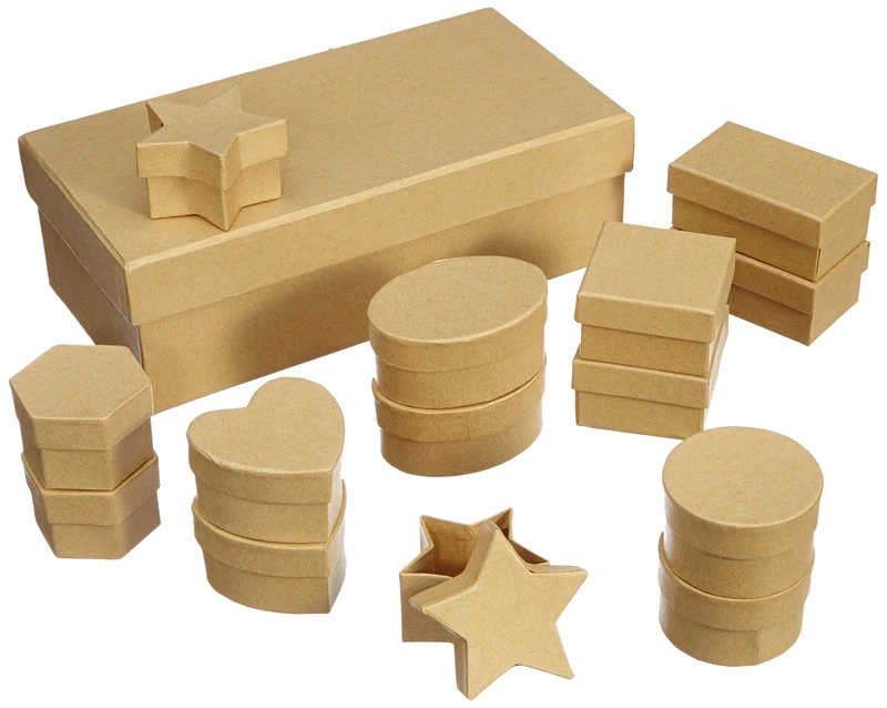 folia 31510 Cardboard Boxes Assorted 15 Pieces Natural