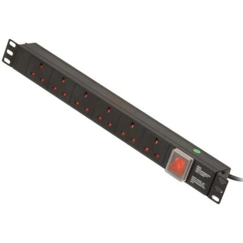 LINDY 1U 6 Way Horizontal Mount PDU with UK Mains Sockets - Switched 3m