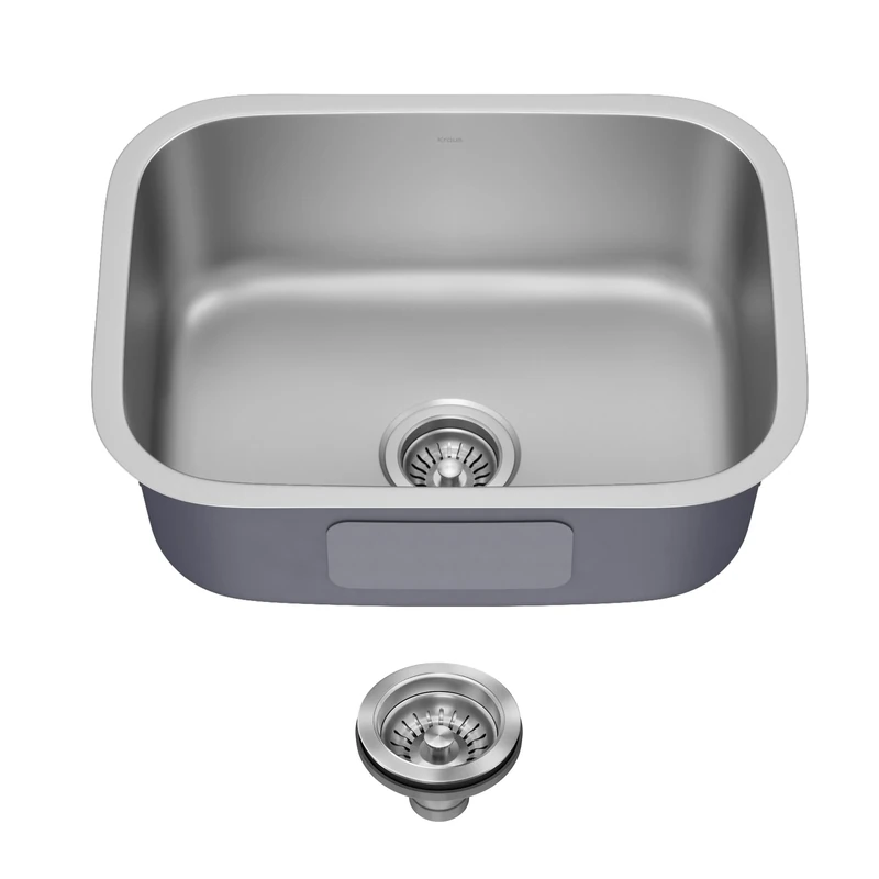 Kraus KBU12 23 inch Undermount Single Bowl 16 Gauge Stainless Steel Kitchen Sink