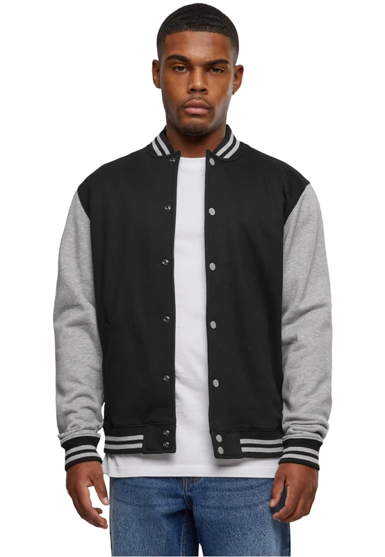 Urban Classics Men's 2-tone College Sweatjacket, Multicolour (Black/Grey), XXL