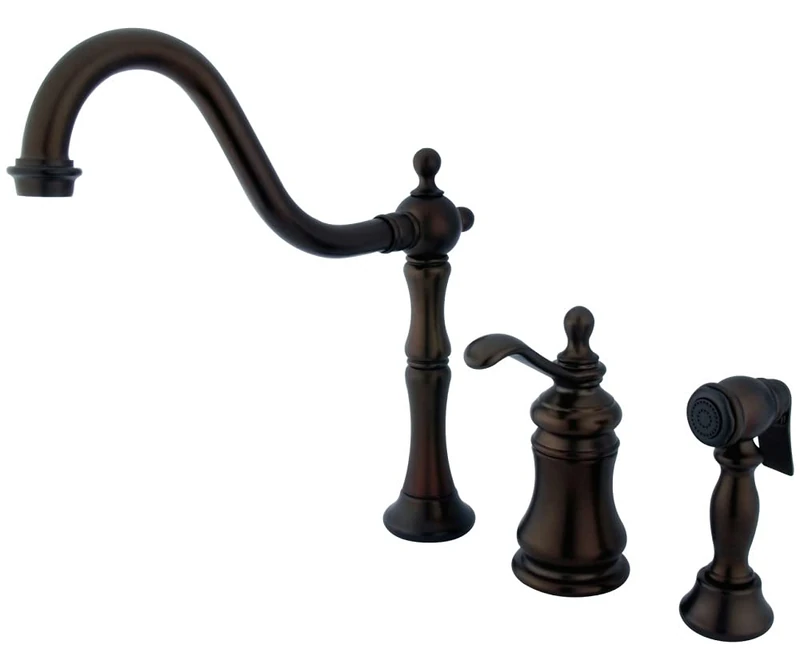 Kingston Brass KS7805TPLBS Templeton Widespread Kitchen Faucet with Brass Sprayer, Oil Rubbed Bronze