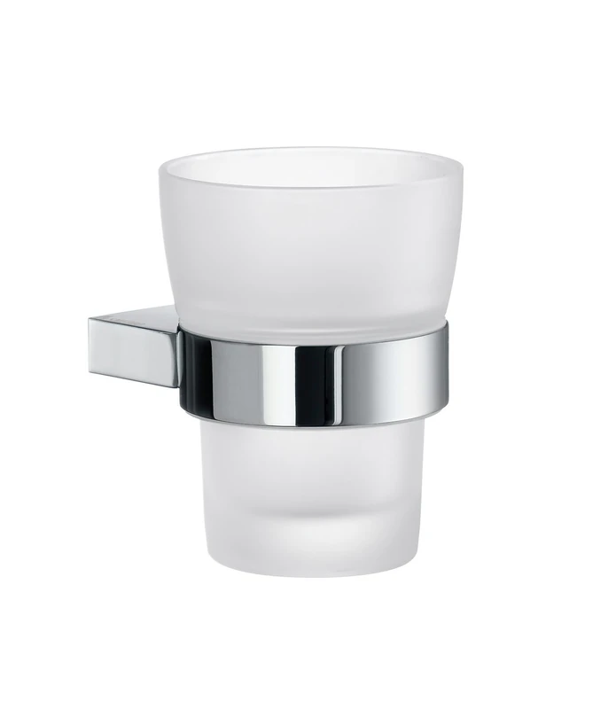 Smedbo "Air" Holder with Frosted Glass Tumbler, Polished Chrome