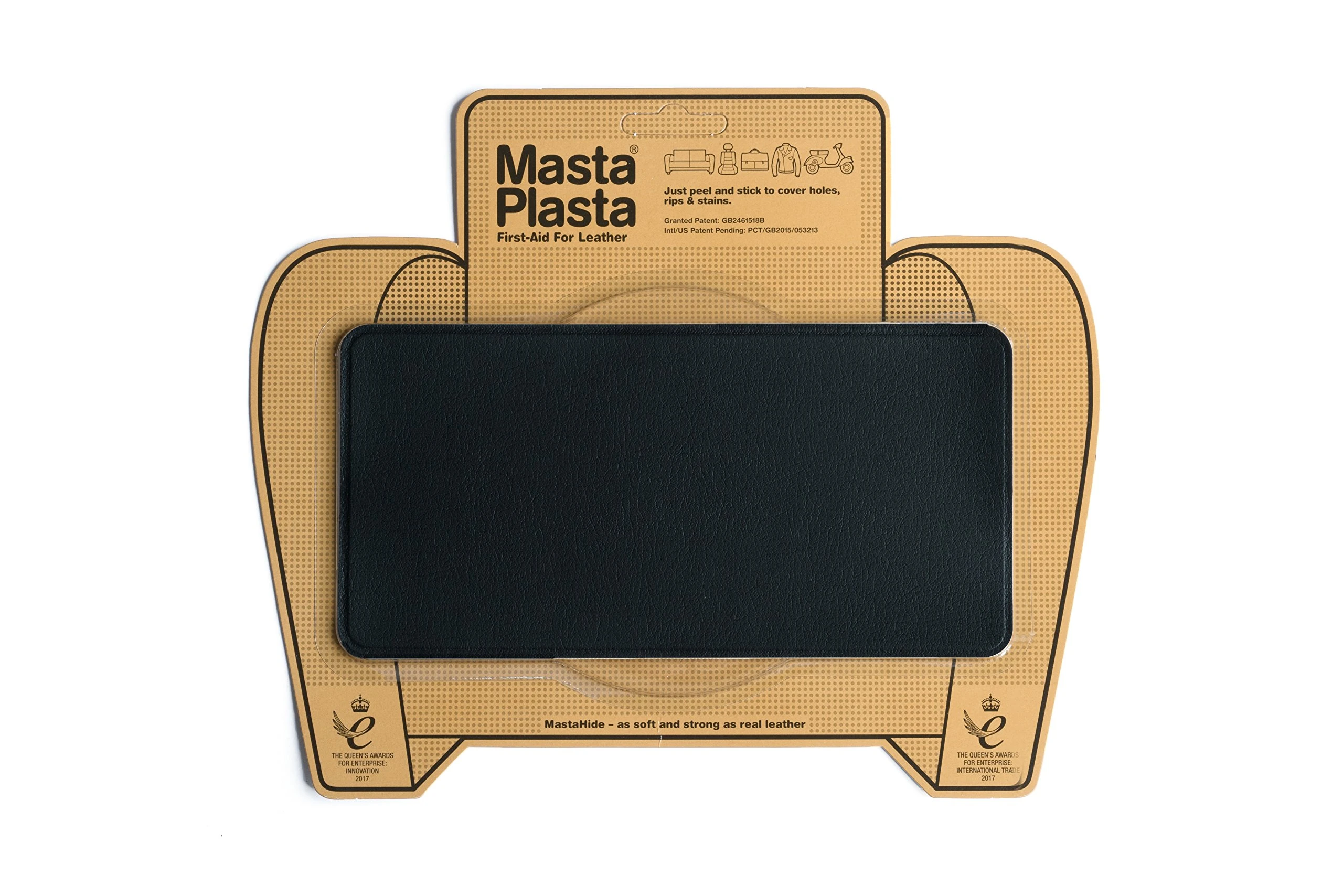 MastaPlasta Self-Adhesive Premium Leather Repair Patch - Black 20cm x 10cm (8in x 4in). Your All-In-One Instant Upholstery-Quality Leather Repair Kit for Sofas, Car Interiors, Bags & DIY