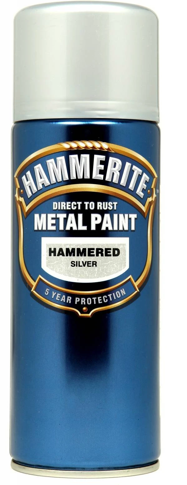 Hammerite Direct to Rust Metal Paint Aerosol Hammered Finish 400ML Silver