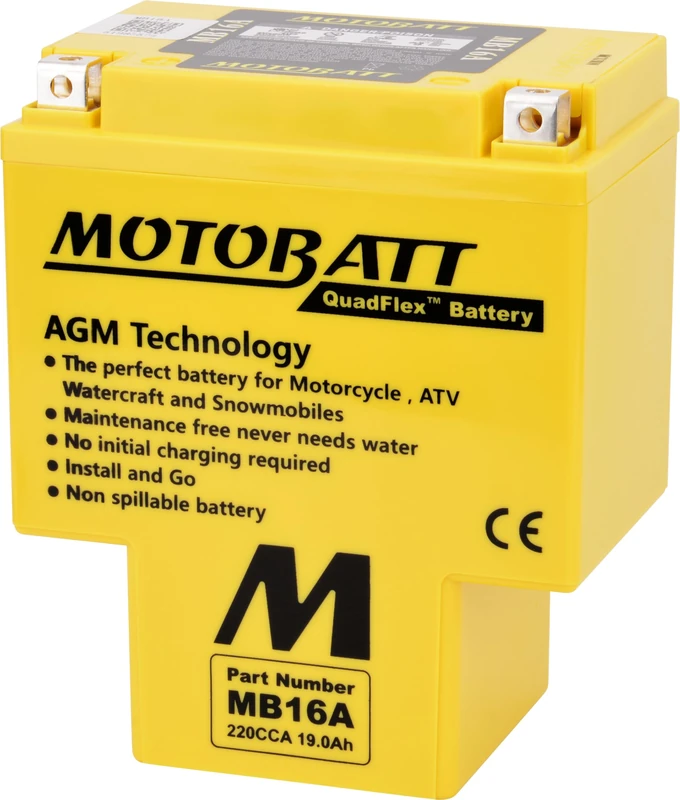 Motobatt Battery MB16A 12v 19AH CCA:200A HYB16AA L:151mm x H:181mm x W:91mm (T-Shaped)