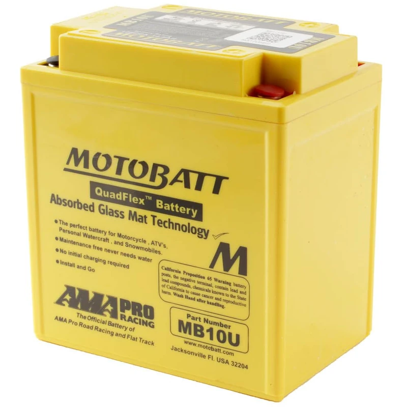 Motobatt Battery MB10U 12v 14AH CCA:175A 12N103A & B, YB10LA2 L:135mm x H:155mm x W:90mm