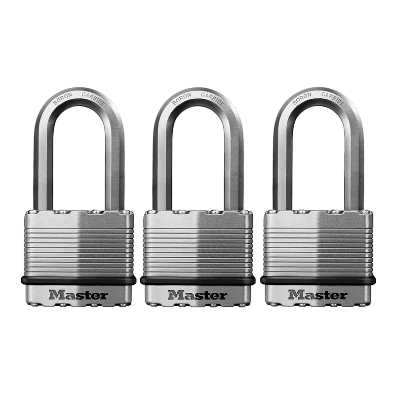 Master Lock M5XTRILH Magnum Heavy Duty Outdoor Padlock with Key, 3 Pack Keyed-Alike