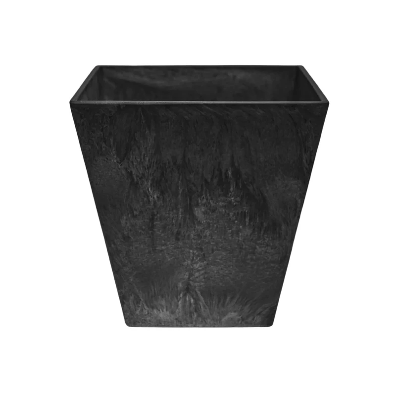 Ivyline Stoneware Ella Pot in Black with Built in Drainage - Frost Resistant & UV Stable Decorative Lightweight Outdoor Flower Planter - H34cm x D35cm