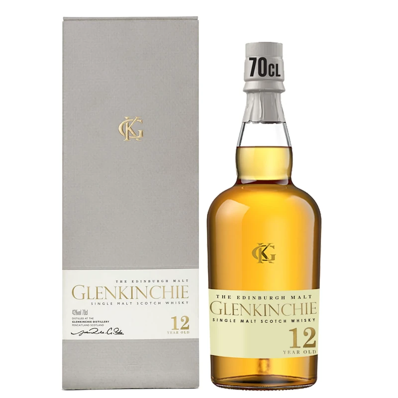 Glenkinchie 12 Year Old Single Malt Scotch Whisky | 43% vol | 70cl | Light Bodied | Sweet & Creamy | Single Malt Whisky Matured at Least 12 Years | Scotch Whisky | Herbal | Drying Finish