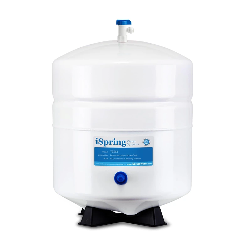 iSpring T32M Pressurized Water Storage Tank with Ball Valve for Reverse Osmosis RO Systems, 4 Gallon, 1/4" Tank Valve Included