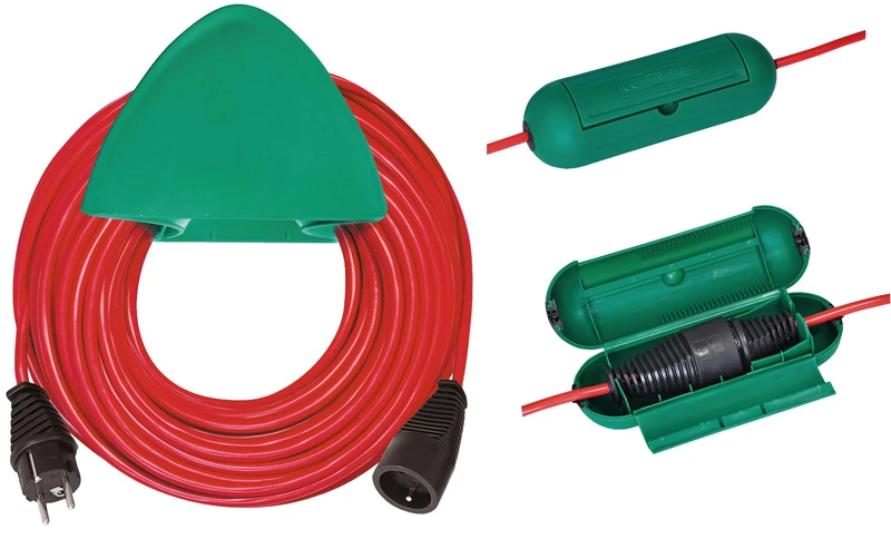 Brennenstuhl Extension Lead H05VV-F 3G1.5 with Wall Mounting/Protective Box, Red, red, 1167541 - Image 1
