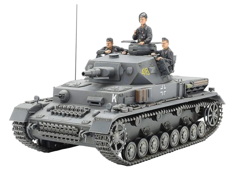 TAMIYA 35374-000 1:35 German Panzerkampfwagen IV Version F L24/75 mm, Model Kit, Plastic Kit, Assembly Kit, Detailed Replica, Unpainted, Grey