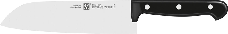 Zwilling 34917-181-0 Twin Chef Santoku Knife, Special Stainless Steel, Zwilling Special Melting, Riveted, Full Tang, Plastic Handles, 18 cm
