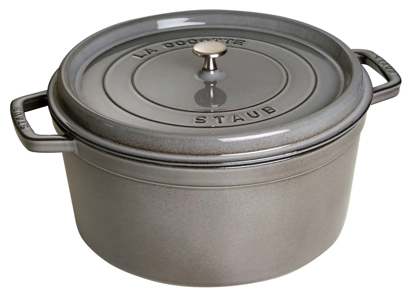 STAUB Cast Iron Roaster/Cocotte, Round, 34 cm, 12.6 L, Graphite Grey