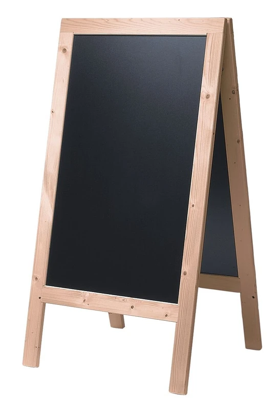 Securit Sandwich hard wood pavement chalkboard with lacquered rubberwood frame.