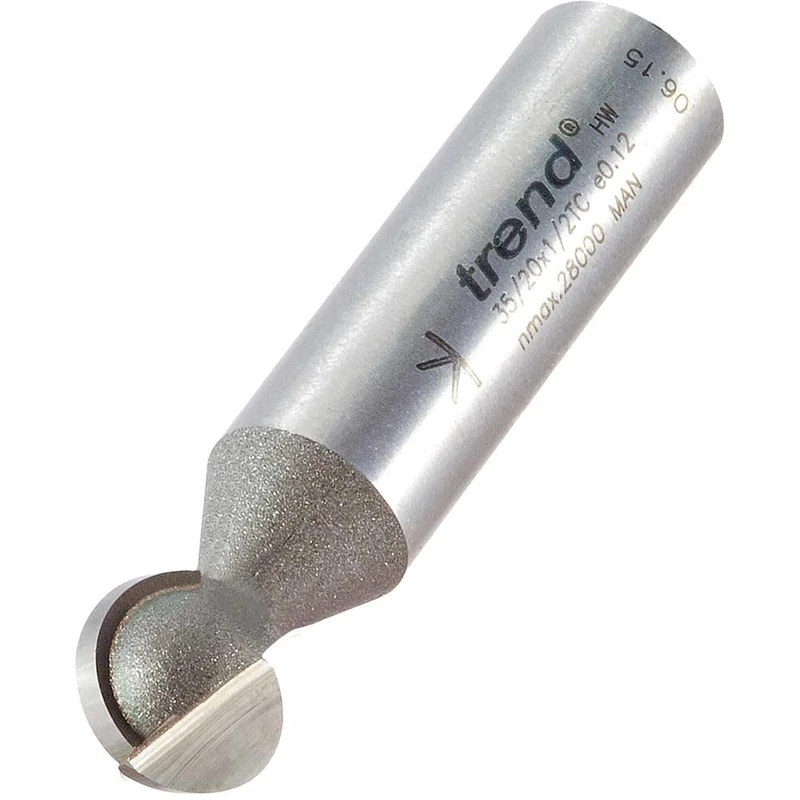 Trend Professional Ball Groover Router Cutter Bit, 1/2 Inch Shank, 12.7mm Cut Diameter, 6.35mm Radius, 58mm Cut Length, 35/20X1/2TC