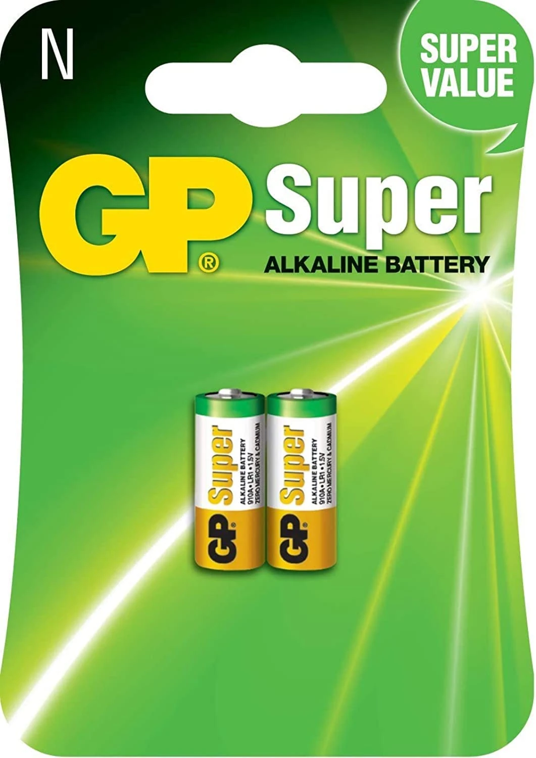 Two (2) x GP Batteries LR1 N KN MN9100 E90 4001 AM5 910A Alkaline 1.5v Battery - Used in Clocks, Calculators, Fishing Bite Alarms etc.